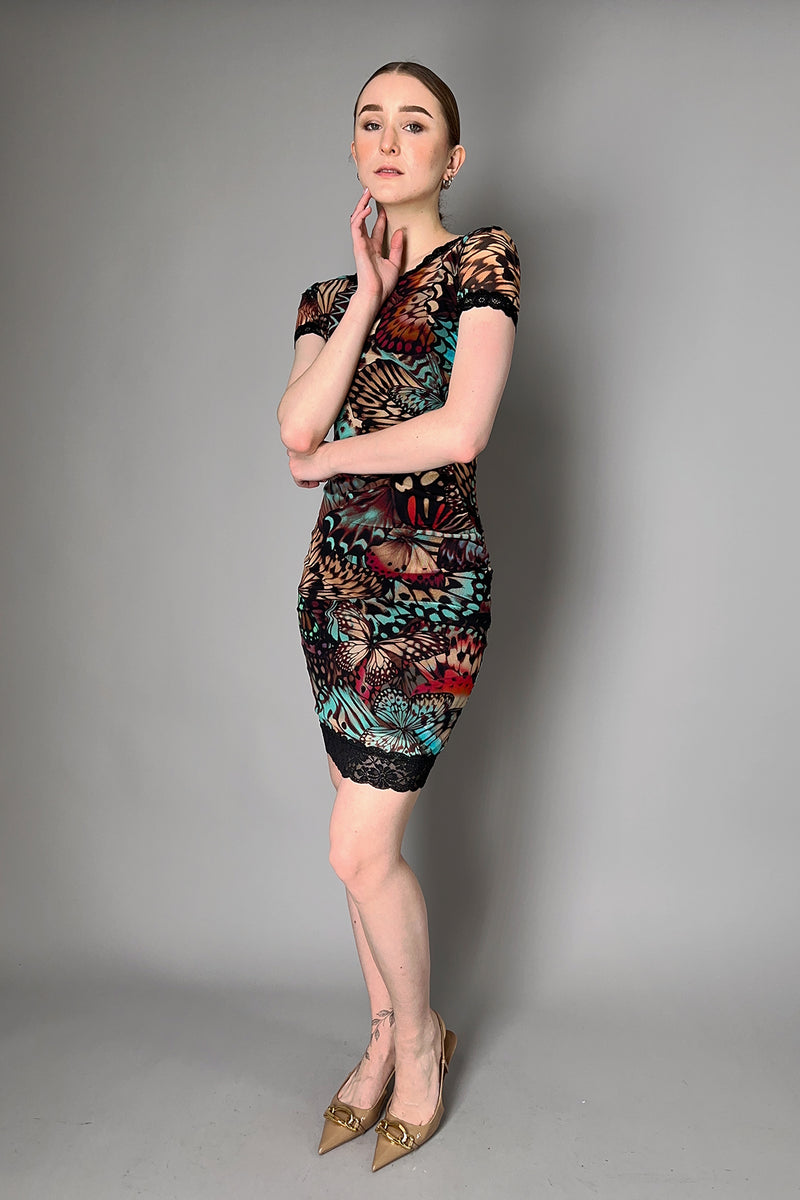 Fuzzi Open Back Butterfly Print Tulle Dress Vancouver. Shop Online or in Store.