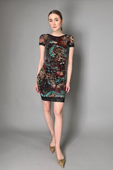 Fuzzi Open Back Butterfly Print Tulle Dress Vancouver. Shop Online or in Store.