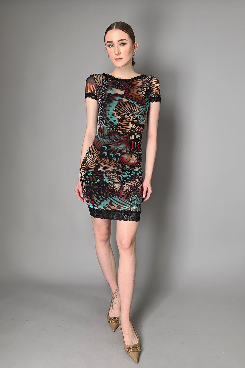 Fuzzi Open Back Butterfly Print Tulle Dress Vancouver. Shop Online or in Store.