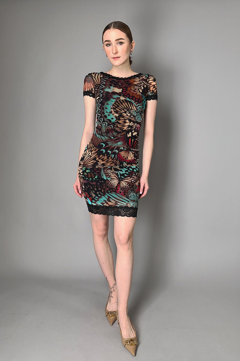 Fuzzi Open Back Butterfly Print Tulle Dress- Ashia Mode- Vancouver, BC