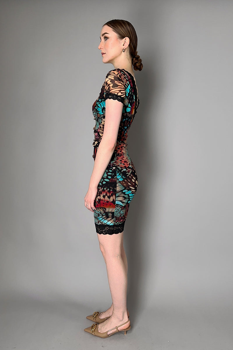 Fuzzi Open Back Butterfly Print Tulle Dress Vancouver. Shop Online or in Store.