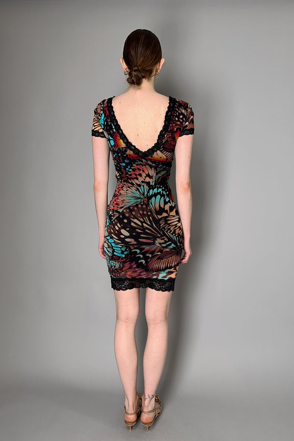 Fuzzi Open Back Butterfly Print Tulle Dress- Ashia Mode- Vancouver, BC