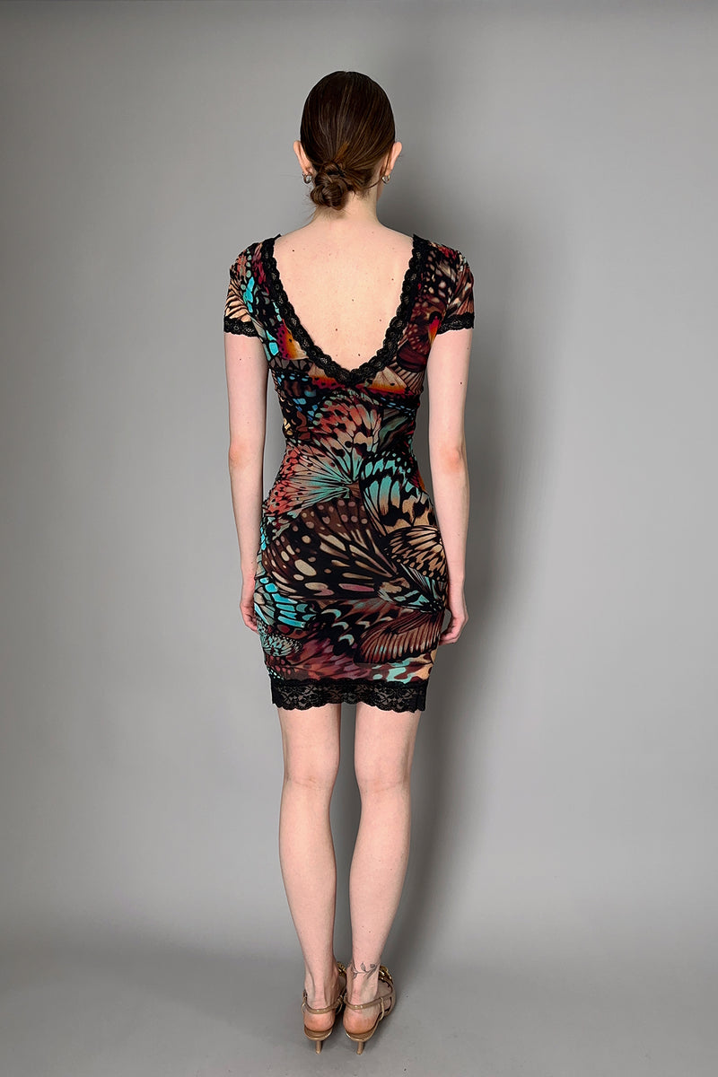 Fuzzi Open Back Butterfly Print Tulle Dress- Ashia Mode- Vancouver, BC