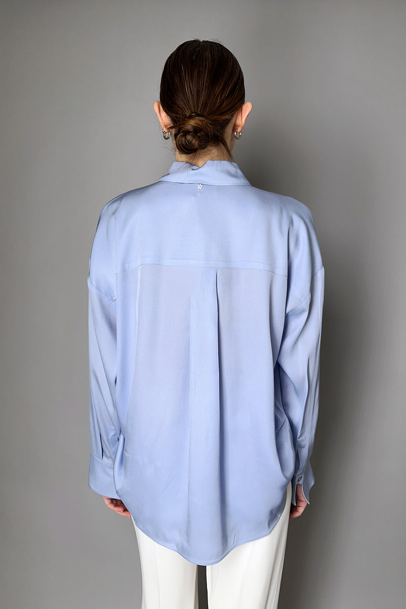 Lorena Antoniazzi Silk Blend Button Up Shirt in Sky Blue- Ashia Mode- Vancouver, BC