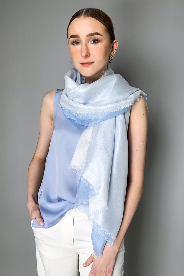 Lorena Antoniazzi Linen Scarf in Blue Melange Vancouver. Shop Online or in Store.