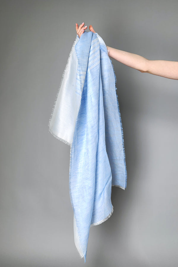 Lorena Antoniazzi Linen Scarf in Blue Melange- Ashia Mode- Vancouver, BC