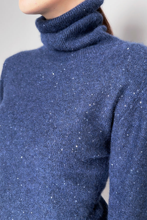 Fabiana Filippi Wool Sweater with Tonal Sequins in Dark Navy- Ashia Mode- Vancouver, BC