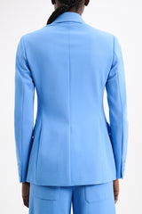 Dorothee Schumacher Emotional Essence Double Breasted Blazer in Cornflower Blue Vancouver. Shop Online or in Store.