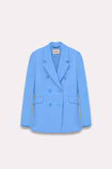 Dorothee Schumacher Emotional Essence Double Breasted Blazer in Cornflower Blue Vancouver. Shop Online or in Store.
