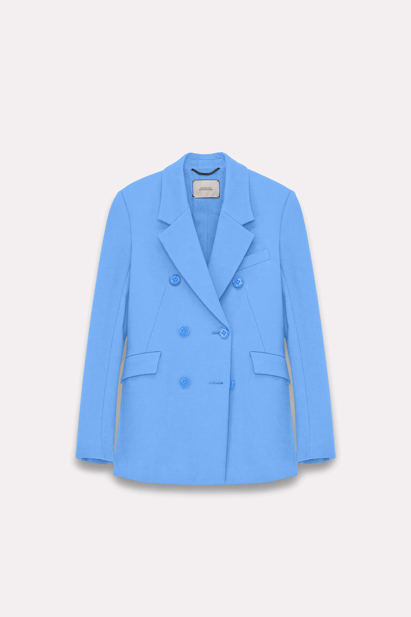 Dorothee Schumacher Emotional Essence Double Breasted Blazer in Cornflower Blue