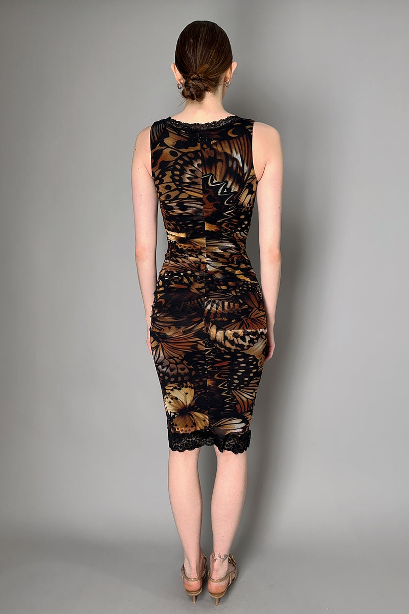 Fuzzi Butterfly Print Ruched Tulle Dress- Ashia Mode- Vancouver, BC