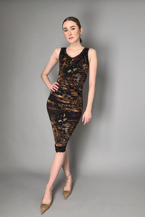 Fuzzi Butterfly Print Ruched Tulle Dress- Ashia Mode- Vancouver, BC