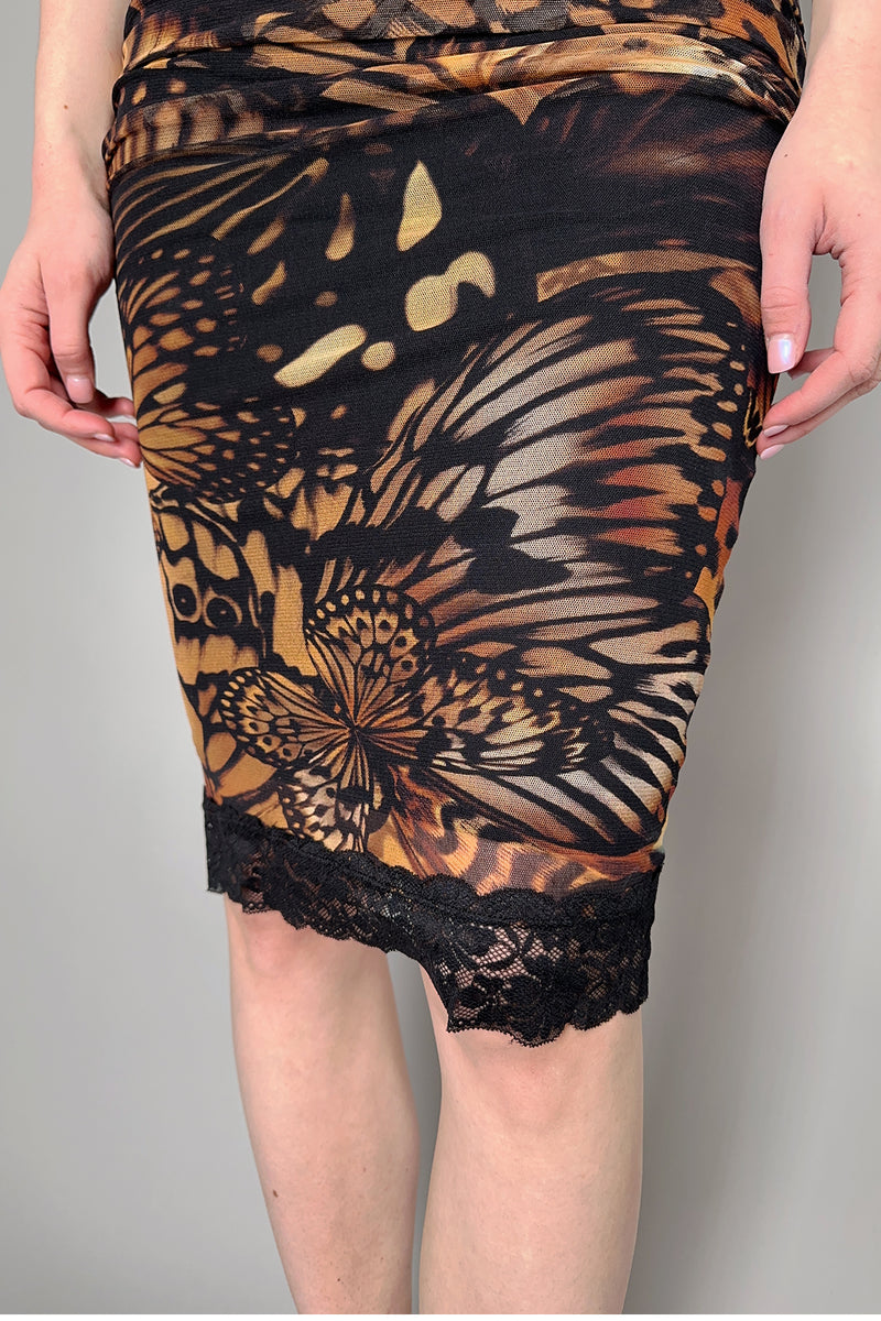 Fuzzi Butterfly Print Ruched Tulle Dress Vancouver. Shop Online or in Store.