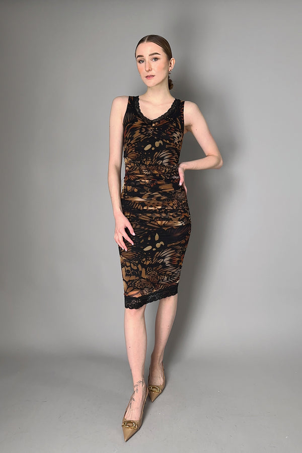 Fuzzi Butterfly Print Ruched Tulle Dress- Ashia Mode- Vancouver, BC