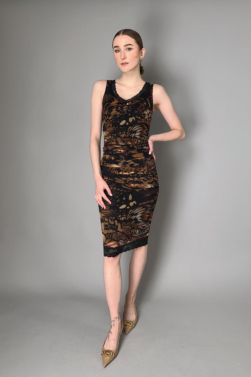 Fuzzi Butterfly Print Ruched Tulle Dress Vancouver. Shop Online or in Store.