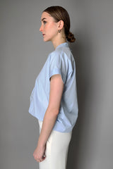 Lorena Antoniazzi Cotton Blouson T-shirt in Sky Blue- Ashia Mode- Vancouver, BC