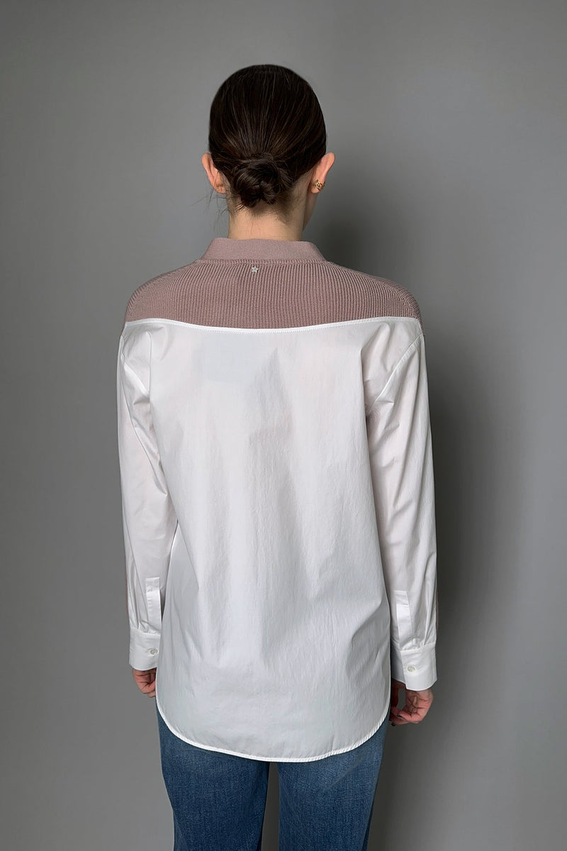 Lorena Antoniazzi Virgin Wool Knitted Cardigan Shirt in Dusty Pink- Ashia Mode- Vancouver, BC