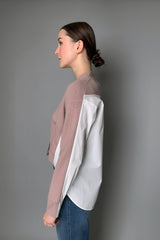 Lorena Antoniazzi Virgin Wool Knitted Cardigan Shirt in Dusty Pink- Ashia Mode- Vancouver, BC