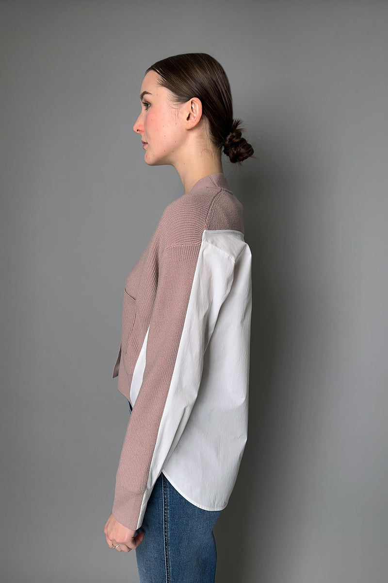 Lorena Antoniazzi Virgin Wool Knitted Cardigan Shirt in Dusty Pink- Ashia Mode- Vancouver, BC