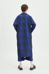Annette Gortz Checkered Technical Canvas Coat in Blue and Black