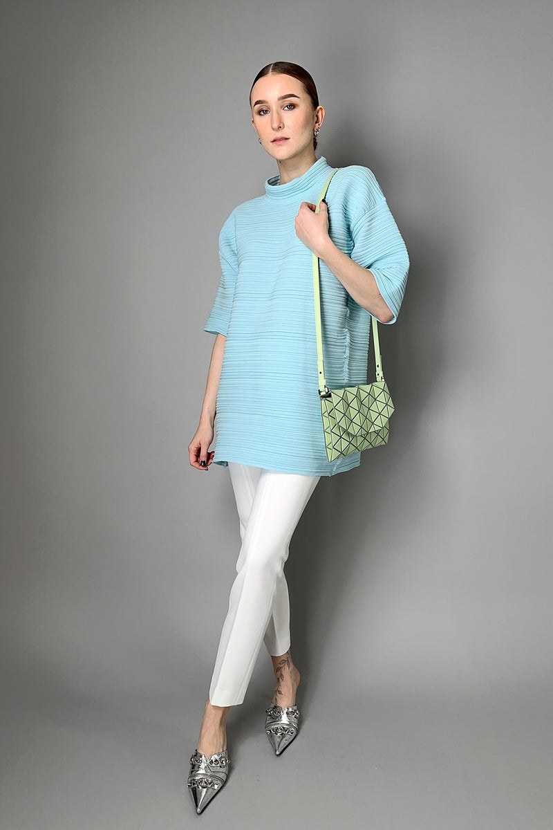 Pleats Please Issey Miyake Crepe Knit Tunic in Light Blue