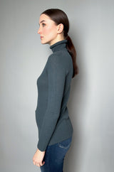 Fabiana Filippi Slim Fit Ribbed Turtleneck Sweater in Teal