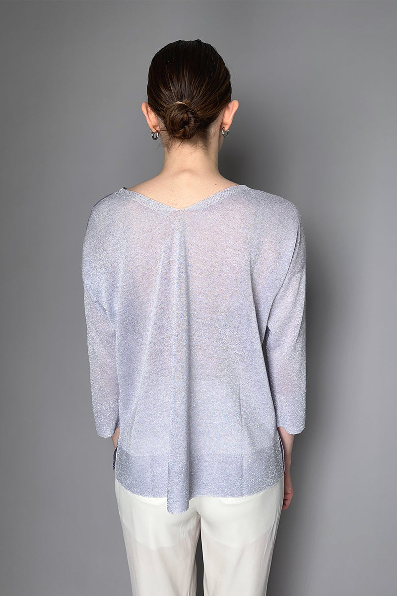 D. Exterior Long Sleeve Dual Tone Lurex Top in Lilac