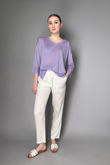 D. Exterior Long Sleeve Dual Tone Lurex Top in Lilac