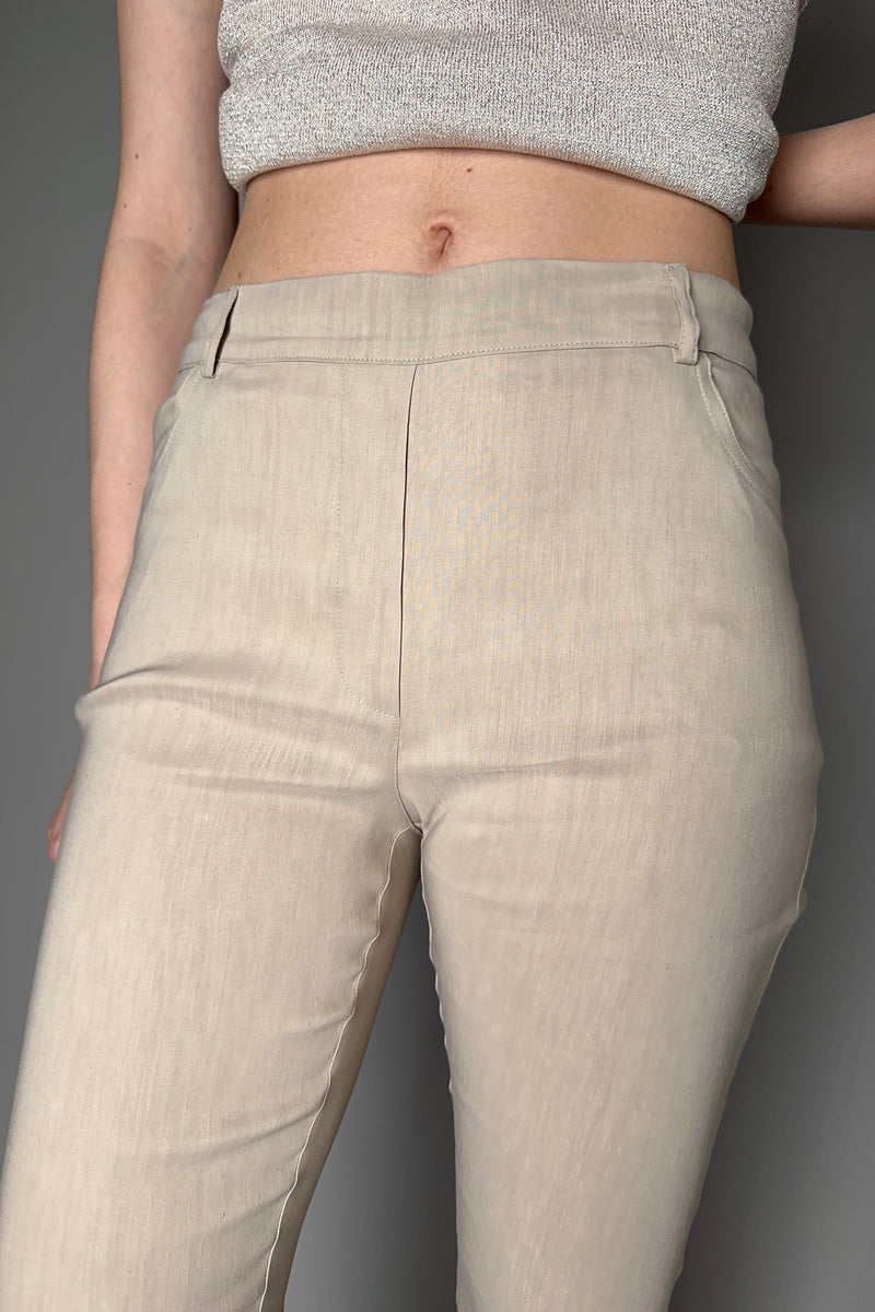 D. Exterior Satin Finish Linen Trousers in Sand