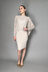 D. Exterior Flowing Lurex Poncho Blouse in Silver Sand