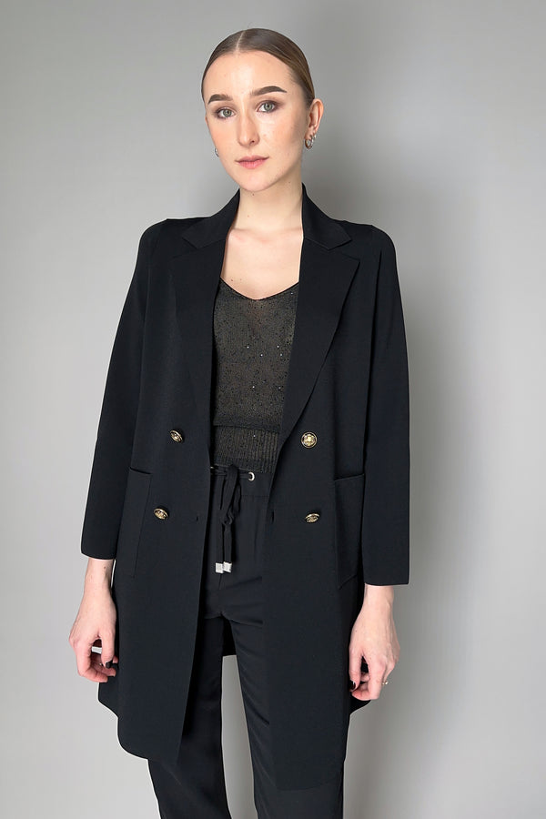 D. Exterior Long Viscose Knit Blazer in Black