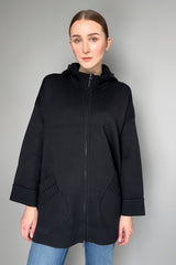 D. Exterior Oversized Hooded Knit Jacket in Black