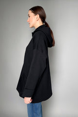 D. Exterior Oversized Hooded Knit Jacket in Black