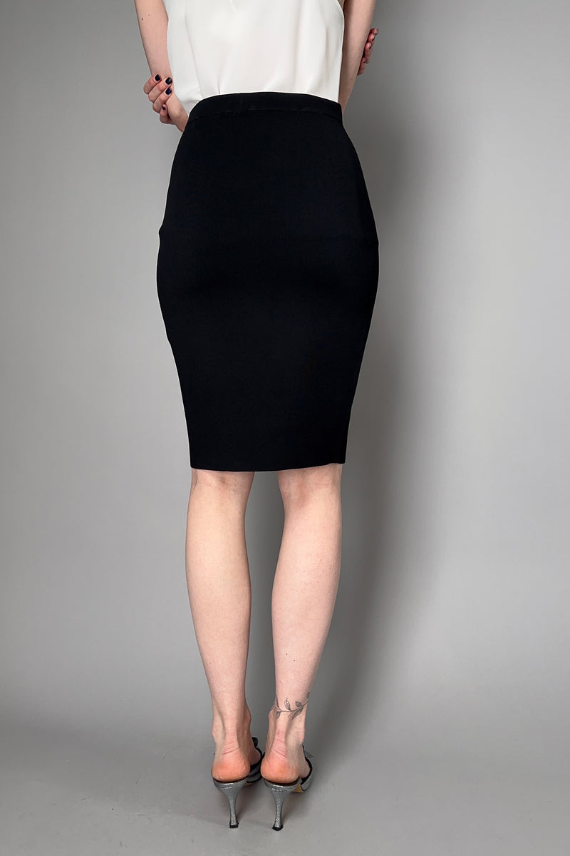 D. Exterior Knit Pencil Skirt in Black