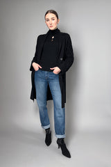 D. Exterior Sparkly Ribbed Turtleneck Sweater in Black