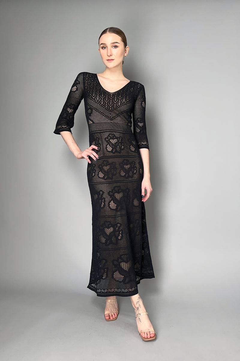 D. Exterior Stretch Lace Dress with Nude Lining