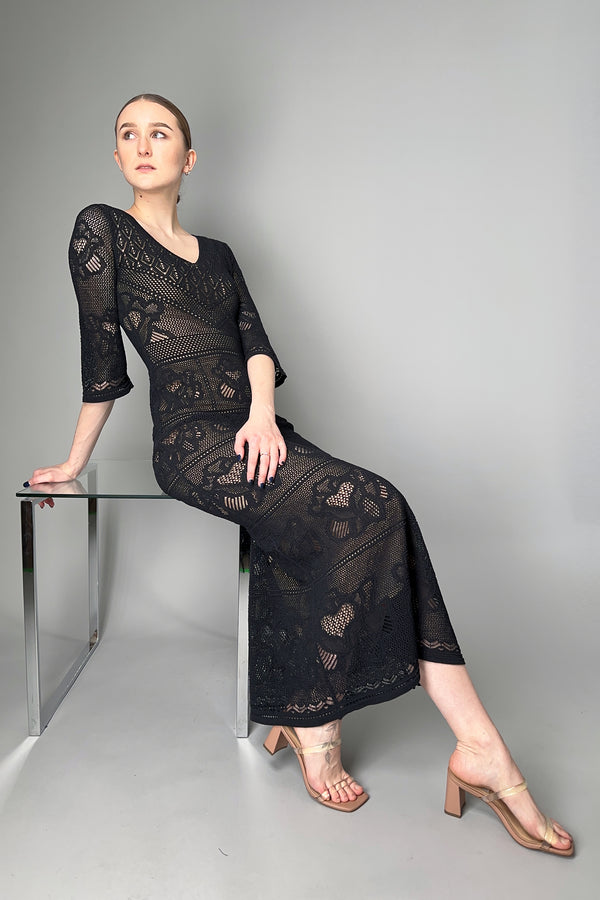 D. Exterior Stretch Lace Dress with Nude Lining
