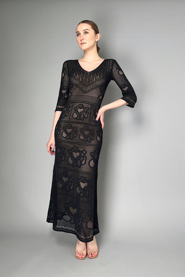 D. Exterior Stretch Lace Dress with Nude Lining
