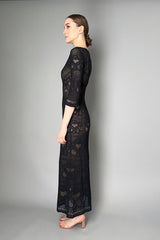 D. Exterior Stretch Lace Dress with Nude Lining