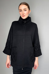 D. Exterior Knit Jacket With Cable Details in Black