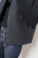 D. Exterior Padded Vest with Sparkly Knit Front in Black - Ashia Mode – Vancouver, BC