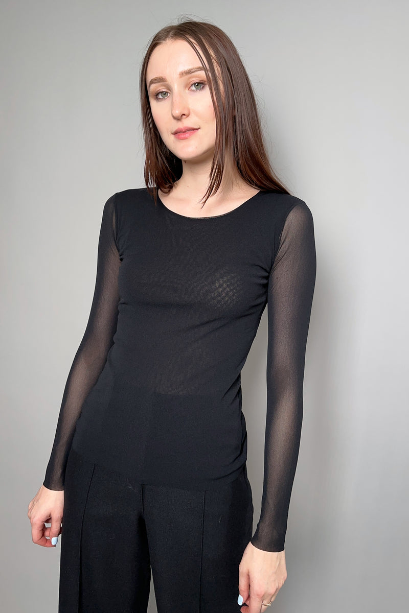 D. Exterior Stretch Tulle Top in Black - Ashia Mode – Vancouver, BC