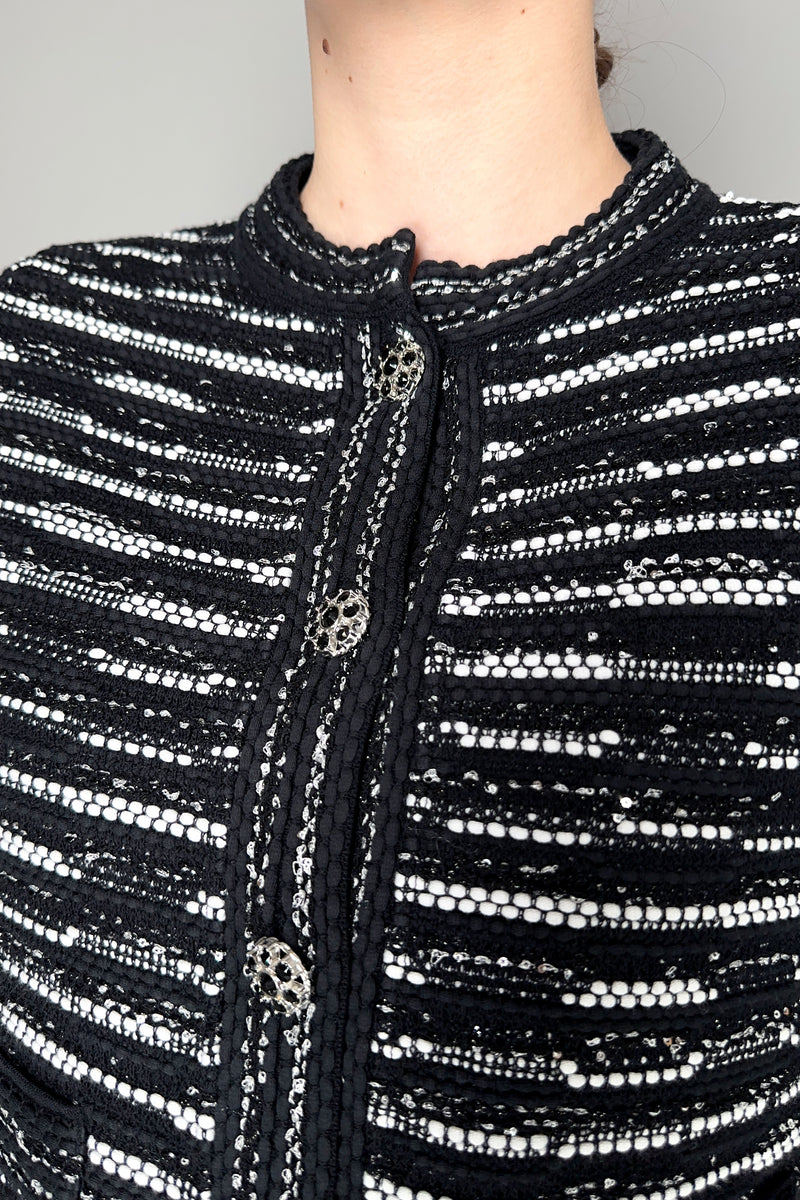 D. Exterior Lurex Bouclé Knit Jacket in Black