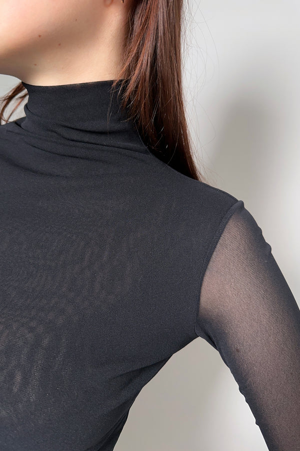 D. Exterior Stretch Tulle Turtleneck in Black - Ashia Mode – Vancouver, BC
