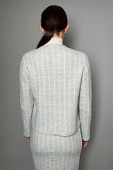 D. Exterior Lurex Knit Jacket in Tiffany Blue