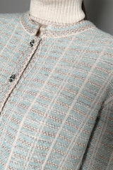 D. Exterior Lurex Knit Jacket in Tiffany Blue