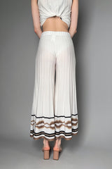 D. Exterior Ribbed Knit Pants in White with Bronze Lurex Pattern