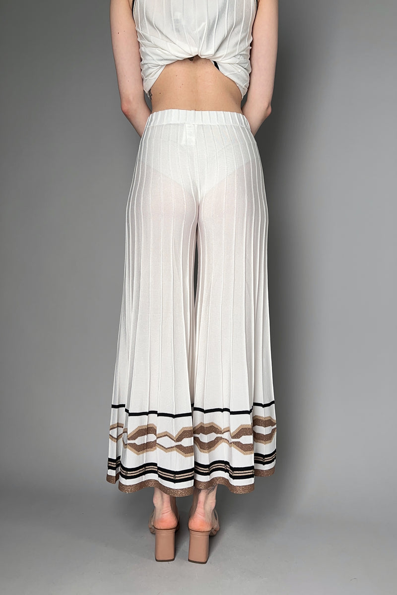 D. Exterior Ribbed Knit Pants in White with Bronze Lurex Pattern Vancouver. Shop Online or in Store.