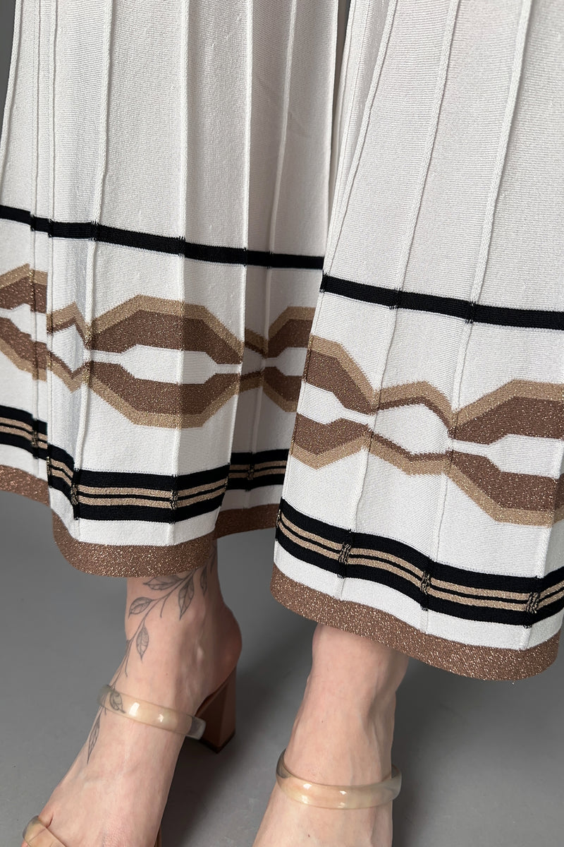 D. Exterior Ribbed Knit Pants in White with Bronze Lurex Pattern Vancouver. Shop Online or in Store.
