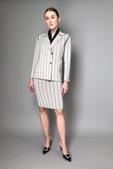 D. Exterior Reversible Striped Knit Pencil Skirt in Anthracite and Granite Vancouver. Shop Online or in Store.